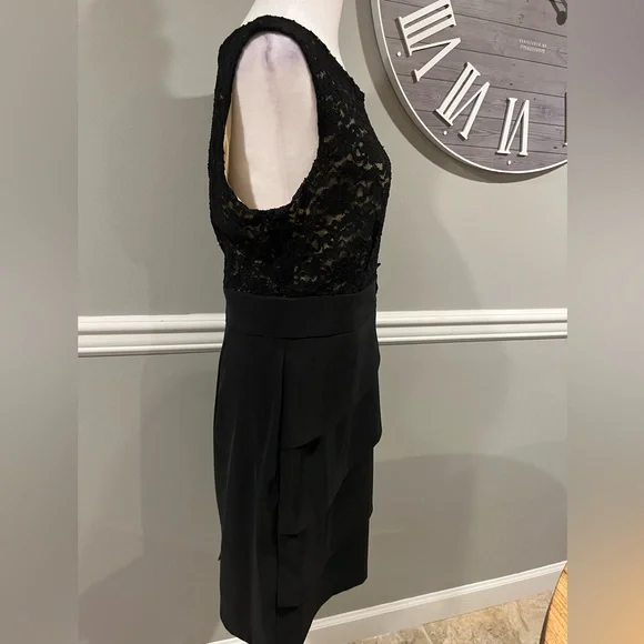 Women's Black Lace over nude color dress Macy's Brand Connected…NWOT - Picture 5 of 12